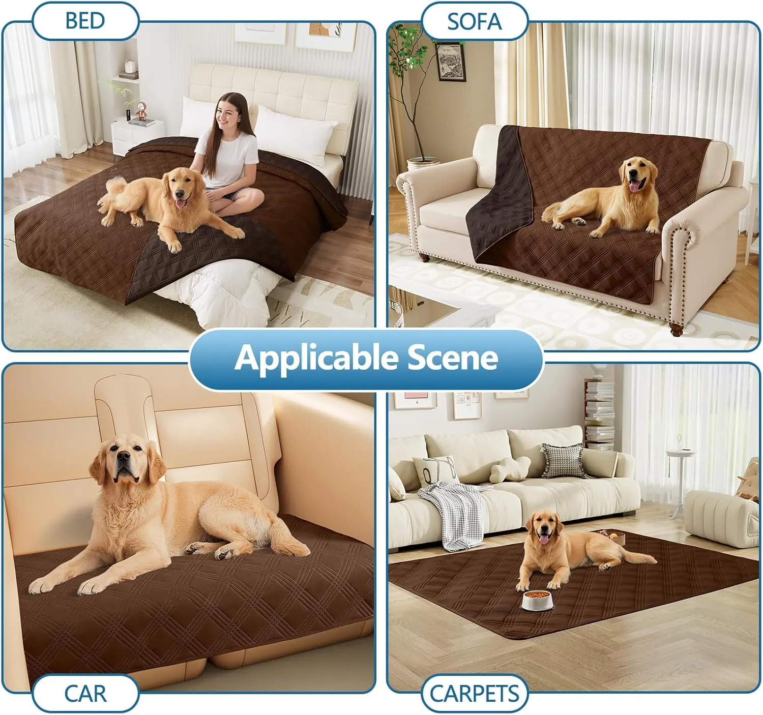 hyha Waterproof Dog Blanket, Reversible Pet Bed Blanket, Soft Sofa Couch Cover for Dogs Washable, Waterproof Pet Couch Covers for Sofa Puppy Cats Furniture Protector(30"x70", Brown/Chocolate)
