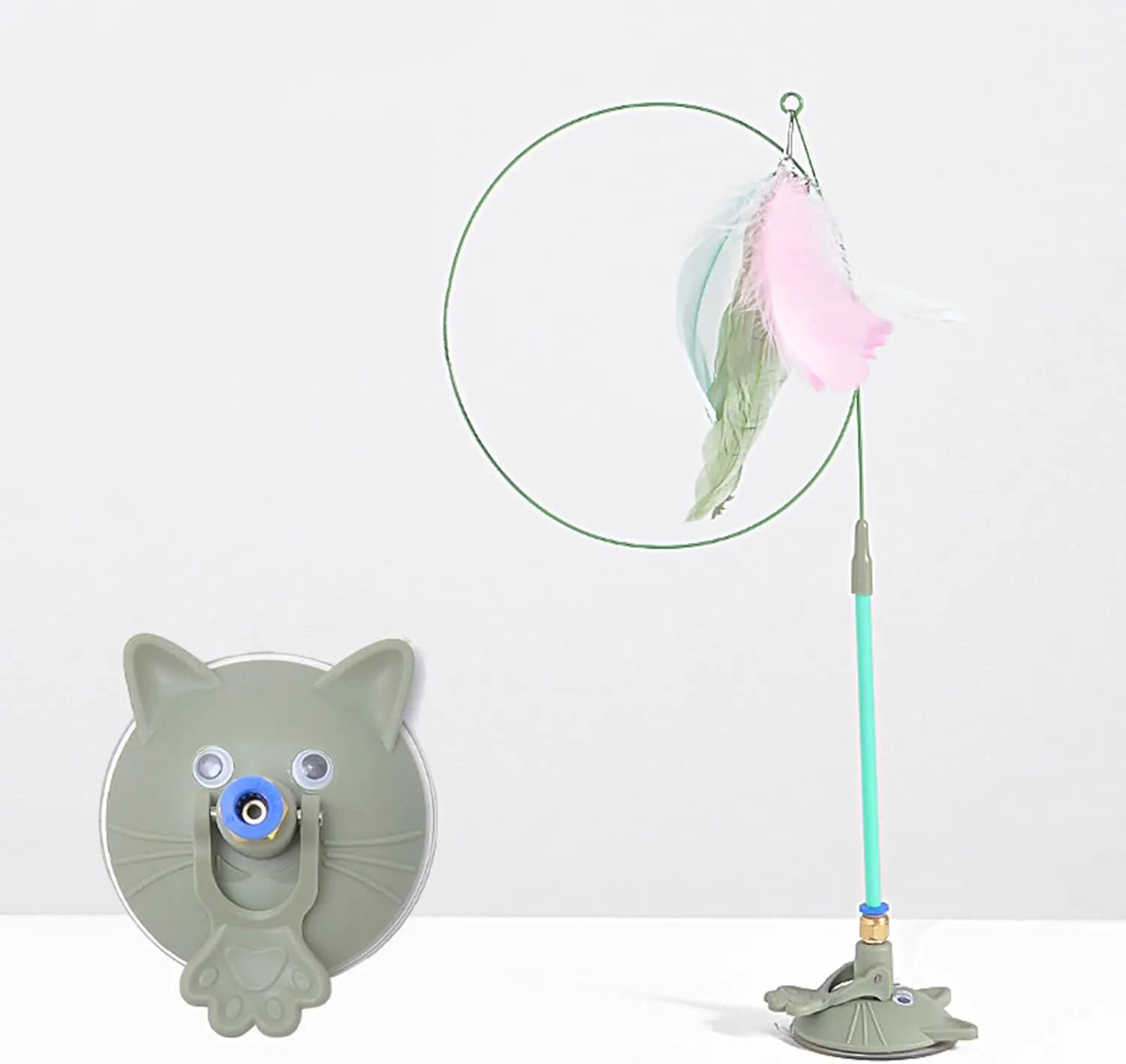 Interaction Suction Cup Cats Teasing Stick Toy Indoor Exercising Feathered Wand Rod Toy Cats Teasing Su