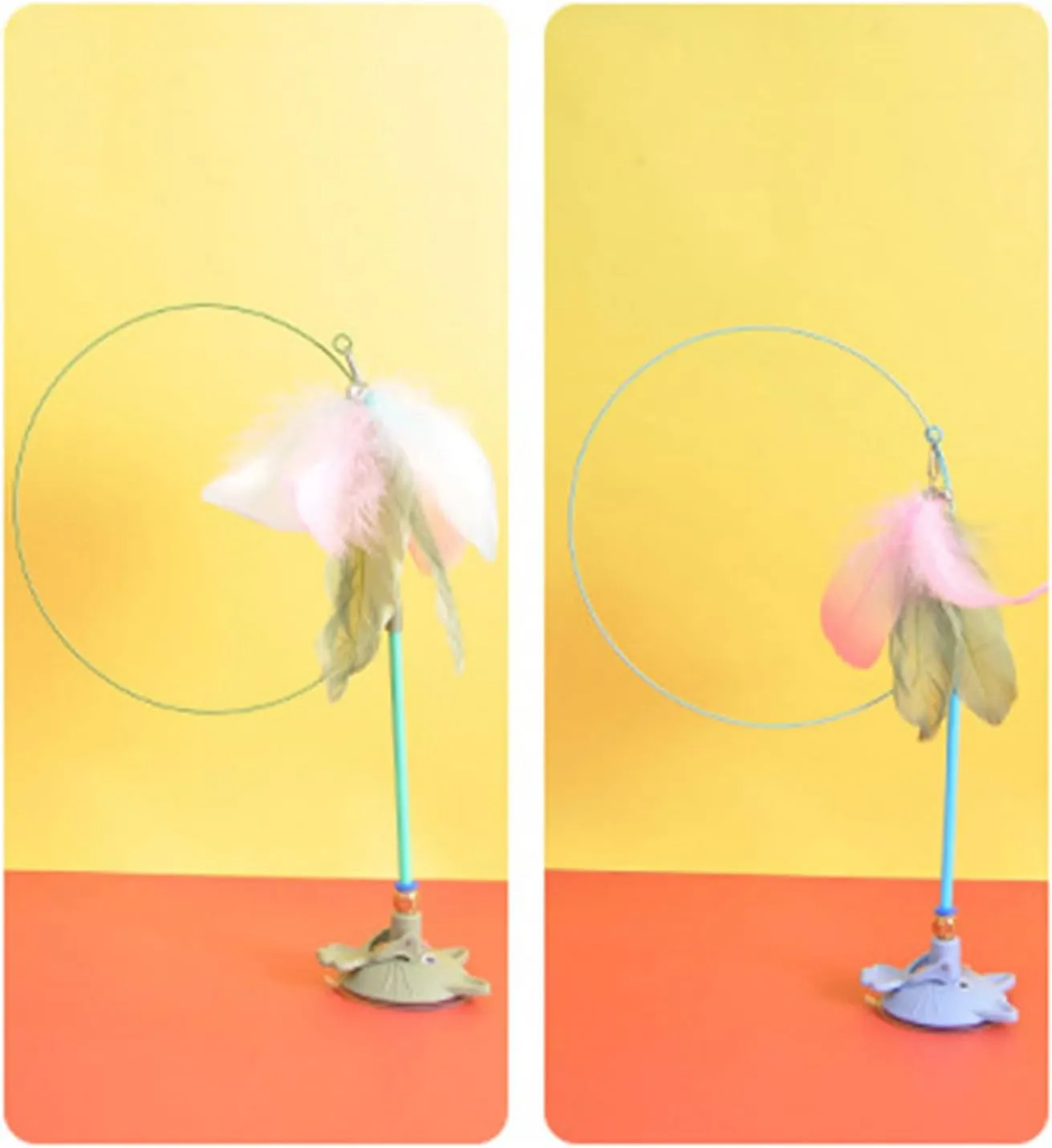Interaction Suction Cup Cats Teasing Stick Toy Indoor Exercising Feathered Wand Rod Toy Cats Teasing Su