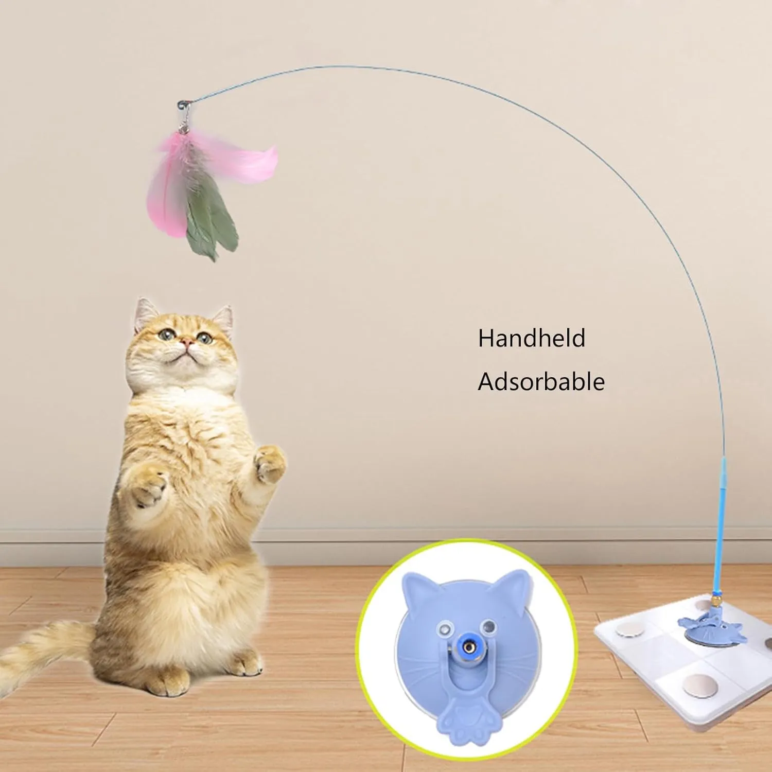 Interaction Suction Cup Cats Teasing Stick Toy Indoor Exercising Feathered Wand Rod Toy Cats Teasing Su
