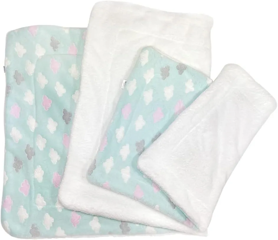 KLIPPO Double Layered Ultra Plush Dog/Puppy Blanket/Mat/Padding/Cover/Throw/Spread (Large, Fluffy Clouds)