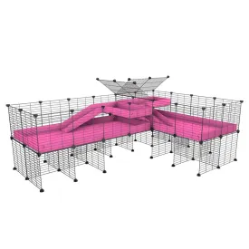 L-Shape 8x2 C&C Cage with Divider, Loft & Stand