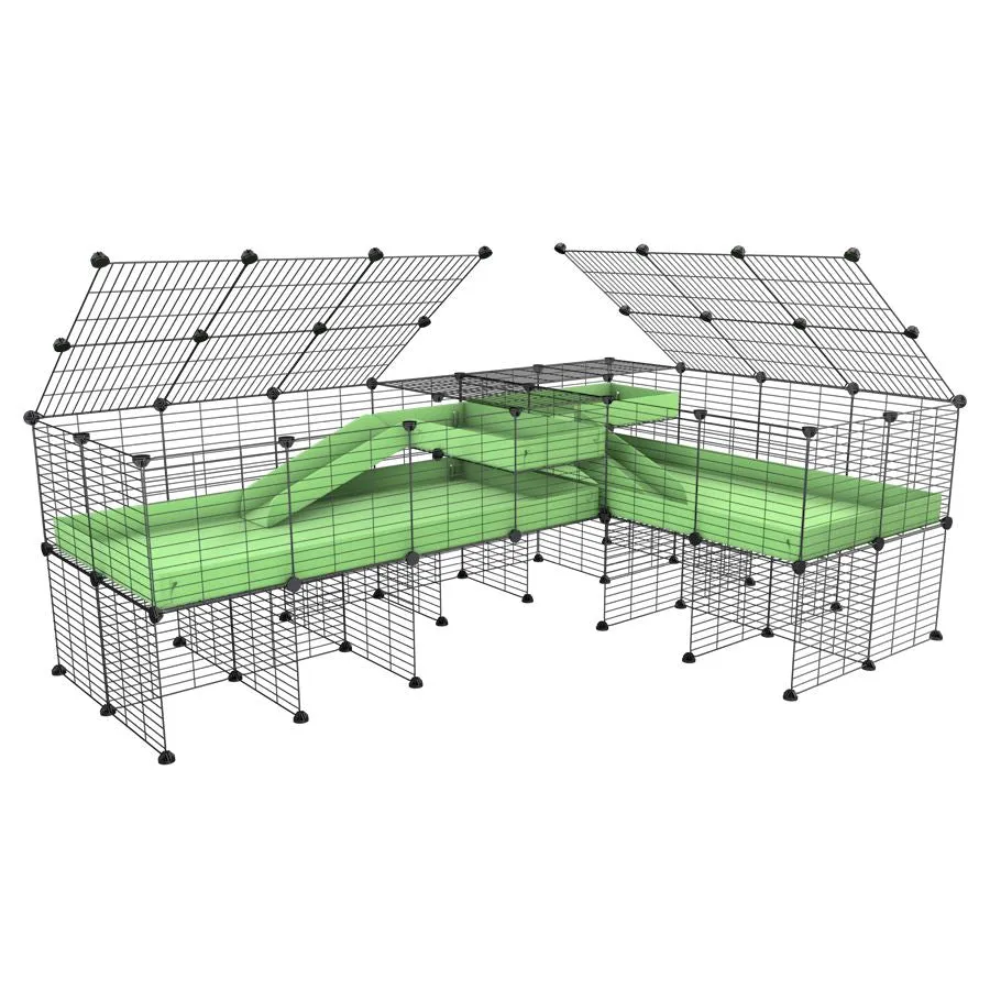 L-Shape 8x2 C&C Cage with Divider, Loft & Stand