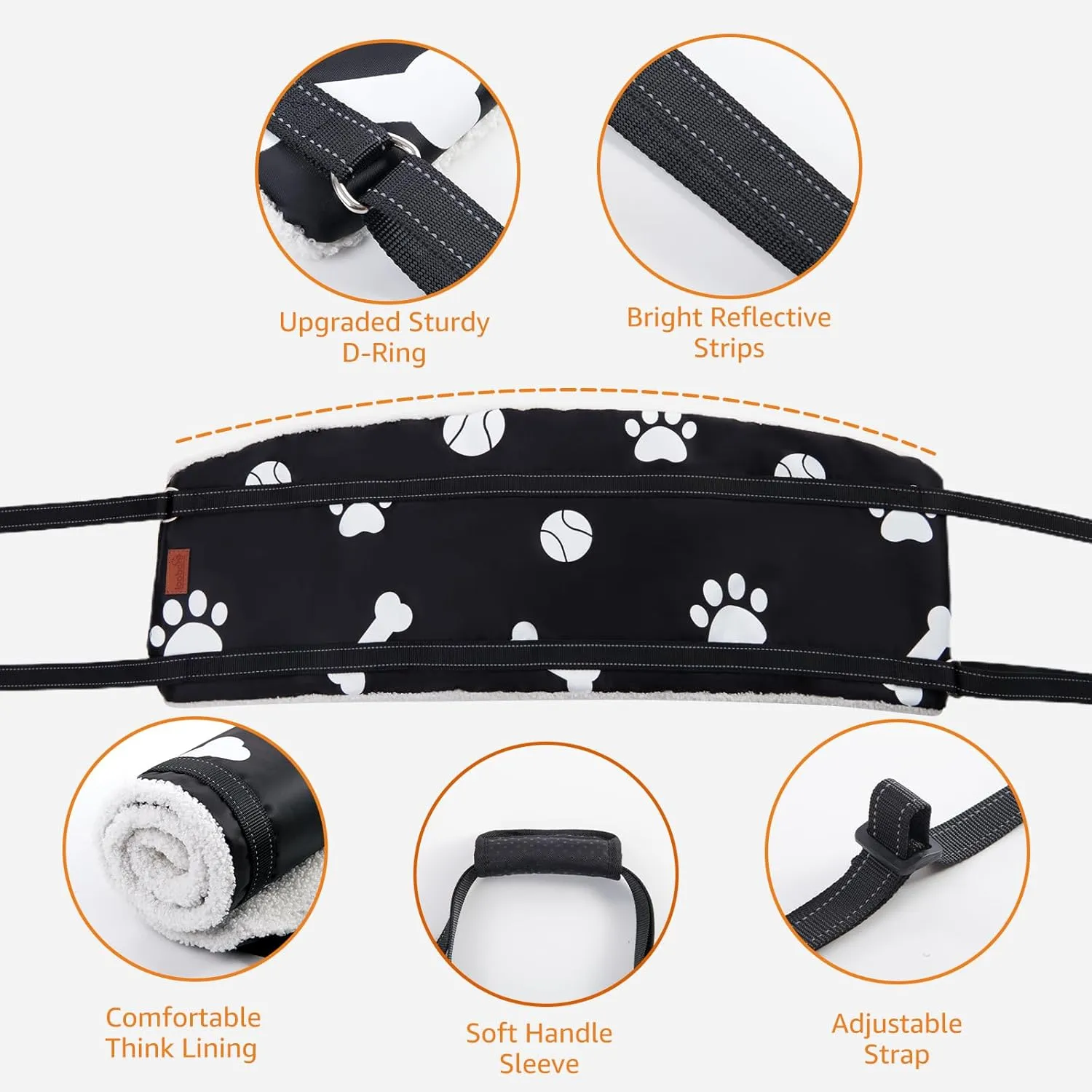 LOOBANI Dog Lift Harness for Back Legs, Portable Dog Sling for Large Dogs Hind Leg Support, Comfortable Leg Support Assistance for Elderly Dogs with Hip, ACL Brace, Senior, Injured (Medium) Black