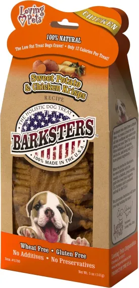 Loving Pets Barksters Sweet Potato and Chicken Krisps, Dog Treat, 5-Ounce