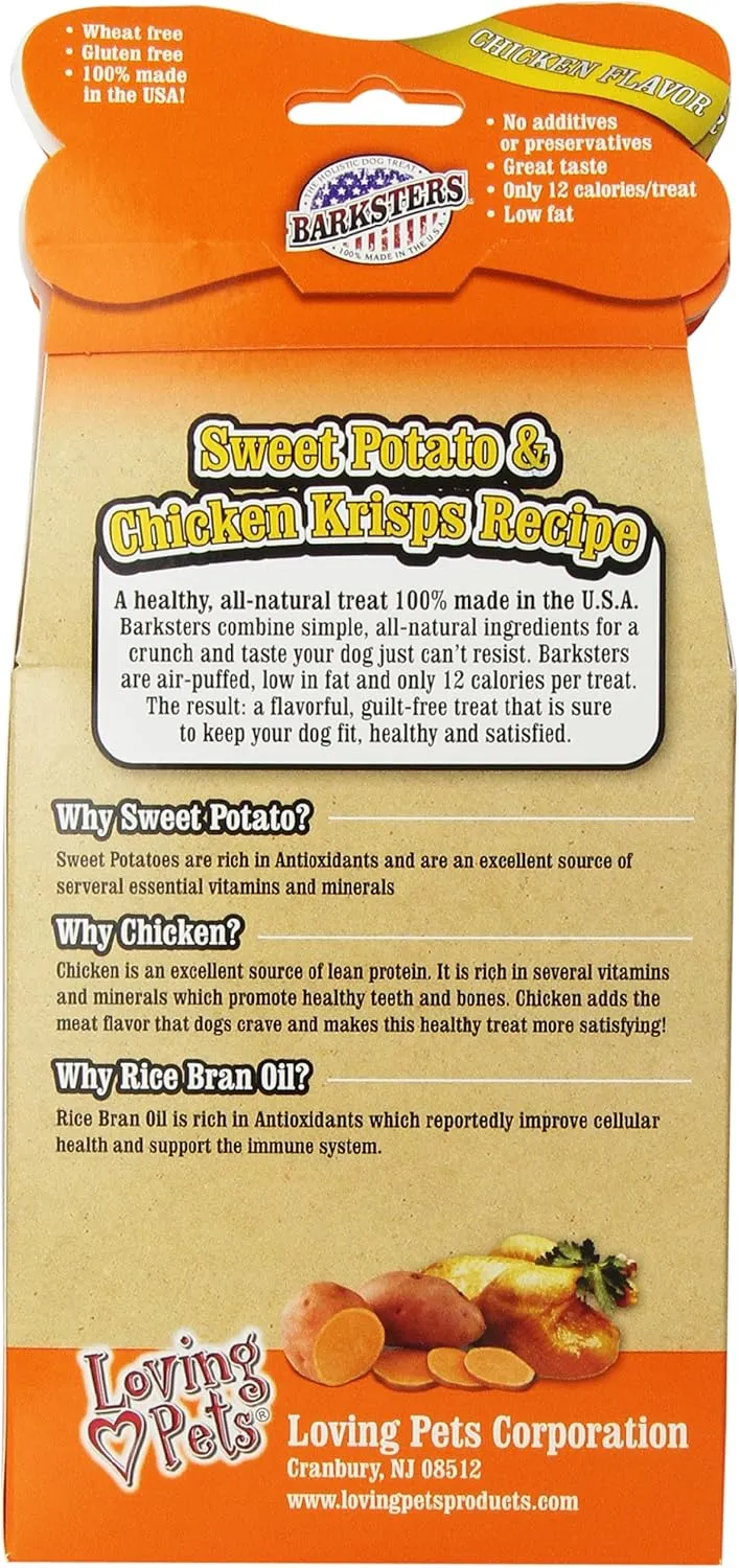 Loving Pets Barksters Sweet Potato and Chicken Krisps, Dog Treat, 5-Ounce