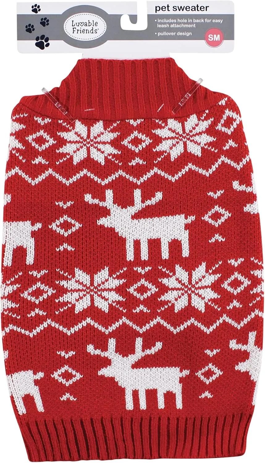 Luvable Friends Dogs and Cats Knit Pet Sweater, Fair Isle, X-Large