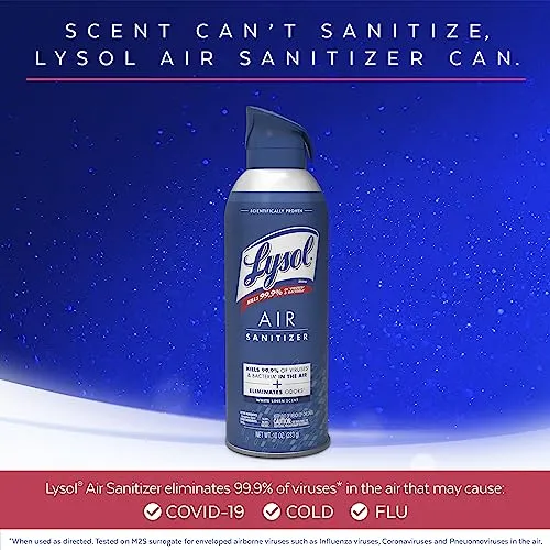 Lysol Bundle containing x2 Lysol Disinfectant Spray for Hard and Soft Surfaces, Crisp Linen, 19 Fl. Oz   Lysol Air Sanitizer Spray, For Air Sanitization and Odor Elimination, White Linen, 10 Fl. Oz