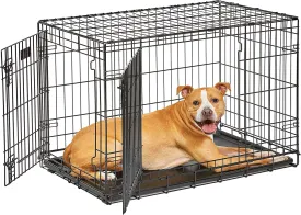 MidWest Homes for Pets Dog Crate Life Stages 36' Double Door Folding Metal Dog Crate | Divider Panel, Floor Protecting Feet, Leak-Proof Dog Pan | 36L x 23W x 25H Inches, Intermediate Dog Breed