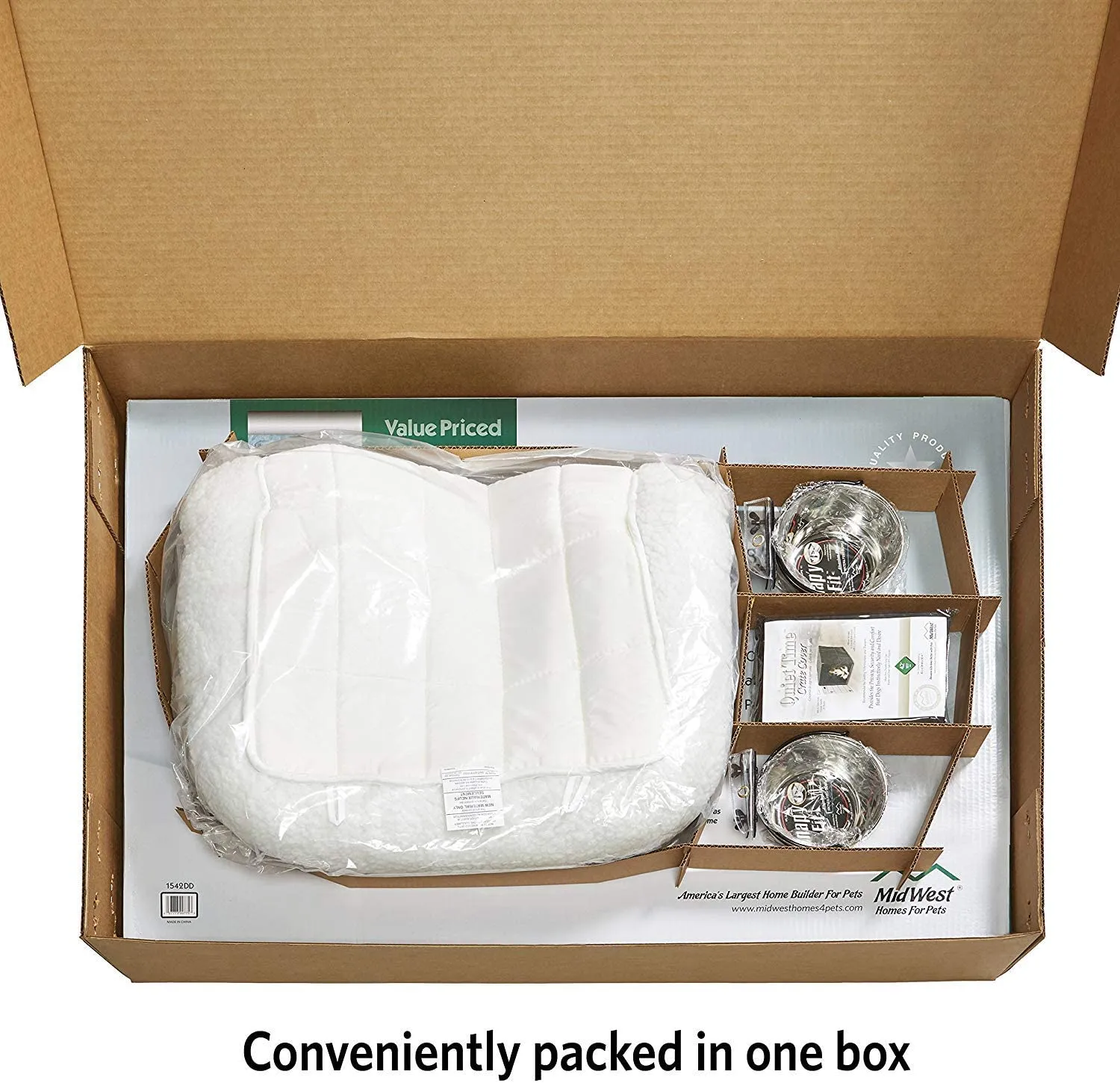Midwest iCrate Dog Crate Kit - 2 Door Dog Crate, Fleece pet Bed, Crate Cover, Food and Water Bowls - Midwest Homes for Pets iCrate Dog Crate Kit