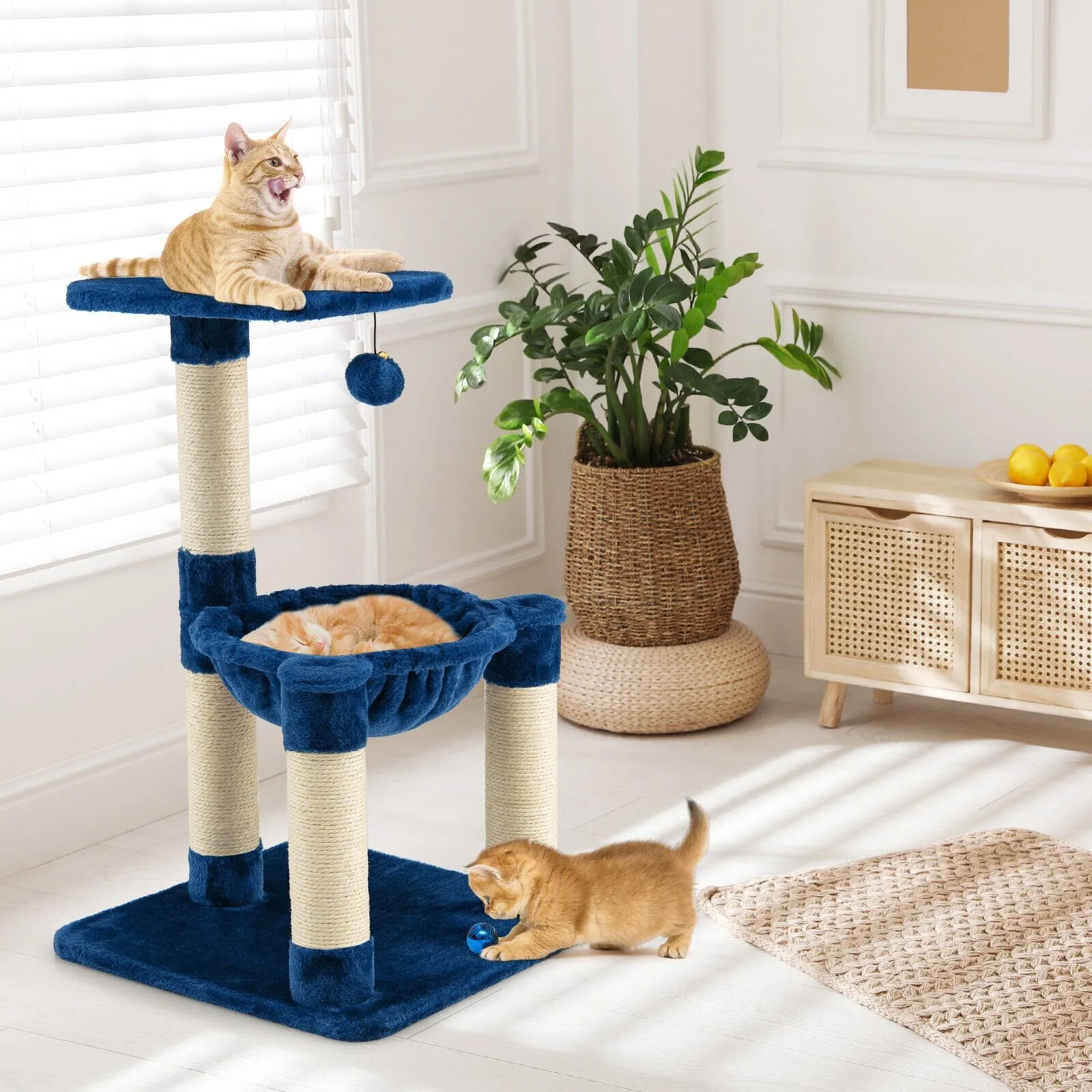 Multi-level Cat Activity Tree with Top Perch and Scratching Posts-Blue