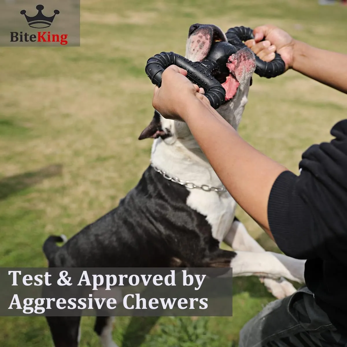 Natural Rubber Dog Toys for Medium Aggressive Chewers - Lifetime Replacement - Tough Tug War Dog Toy for Medium Dogs Tooth Clean, Black
