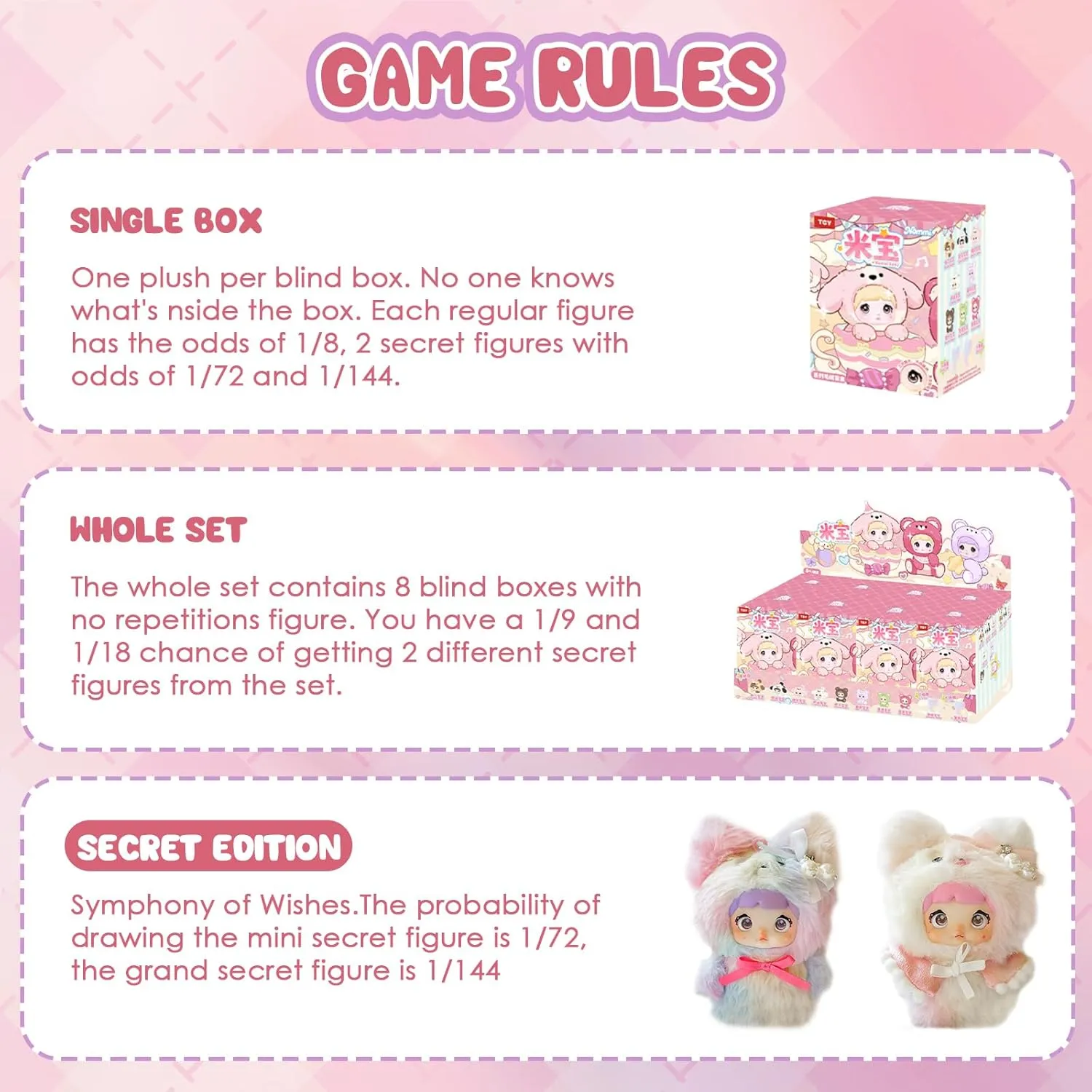 Nommi Blind Box BB Series Plush - 3 Expressions Adorable Mystery Plush Toys for Collectors - 3.74IN Random Surprise Doll with Unique Designs, 1PCS (1 of 10 Possible Styles)