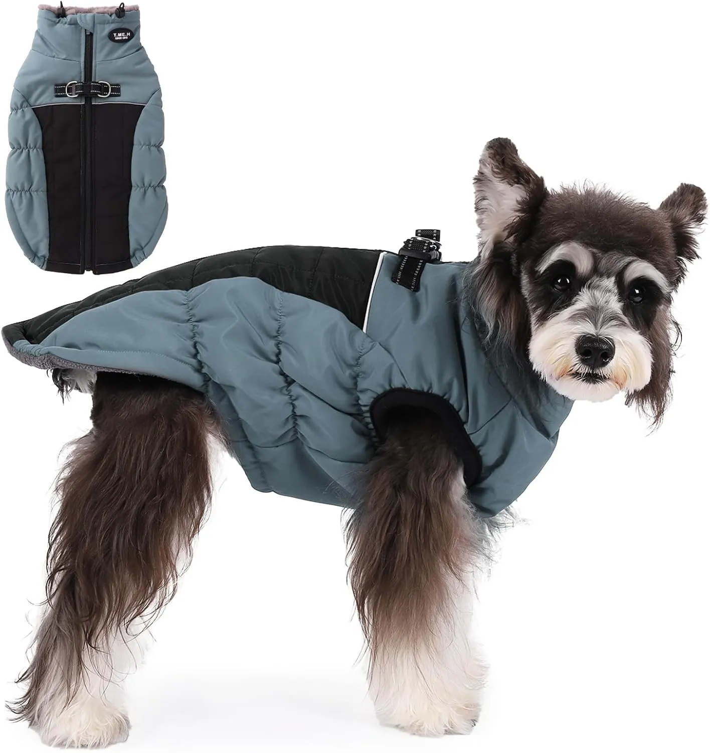 Norbi Winter Coat, Warm Reflective Waterproof Turtleneck Cozy Dog Jacket (Large, Blue)