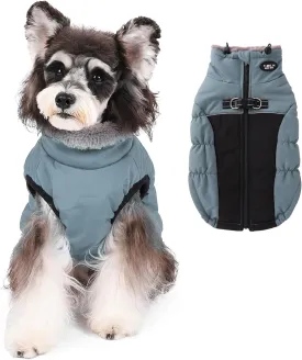 Norbi Winter Coat, Warm Reflective Waterproof Turtleneck Cozy Dog Jacket (Large, Blue)