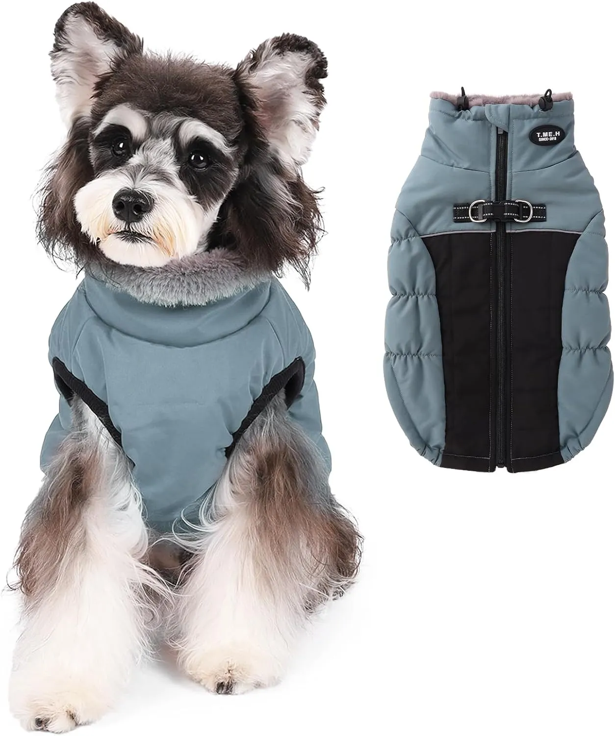 Norbi Winter Coat, Warm Reflective Waterproof Turtleneck Cozy Dog Jacket (Large, Blue)