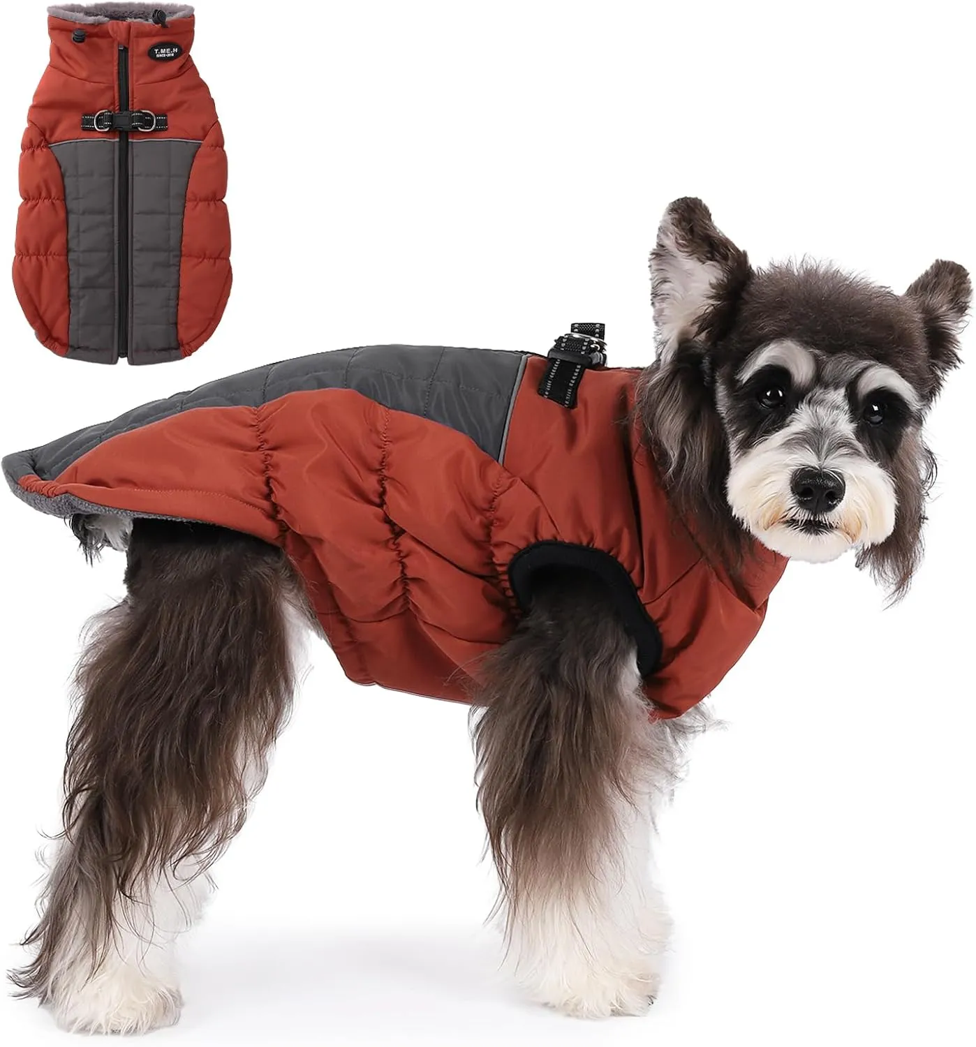 Norbi Winter Coat, Warm Reflective Waterproof Turtleneck Cozy Dog Jacket (Large, Brick Red)