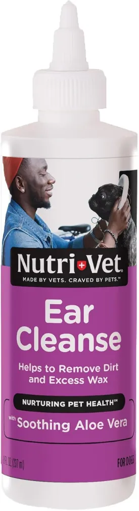 Nutri-Vet Ear Cleaner for Dogs, Deodorizer, Gentle Formula, Dog Ear Cleaner, Reduces Wax Buildup, Itch & Infection Relief, Soothing Aloe Formula, 8 oz