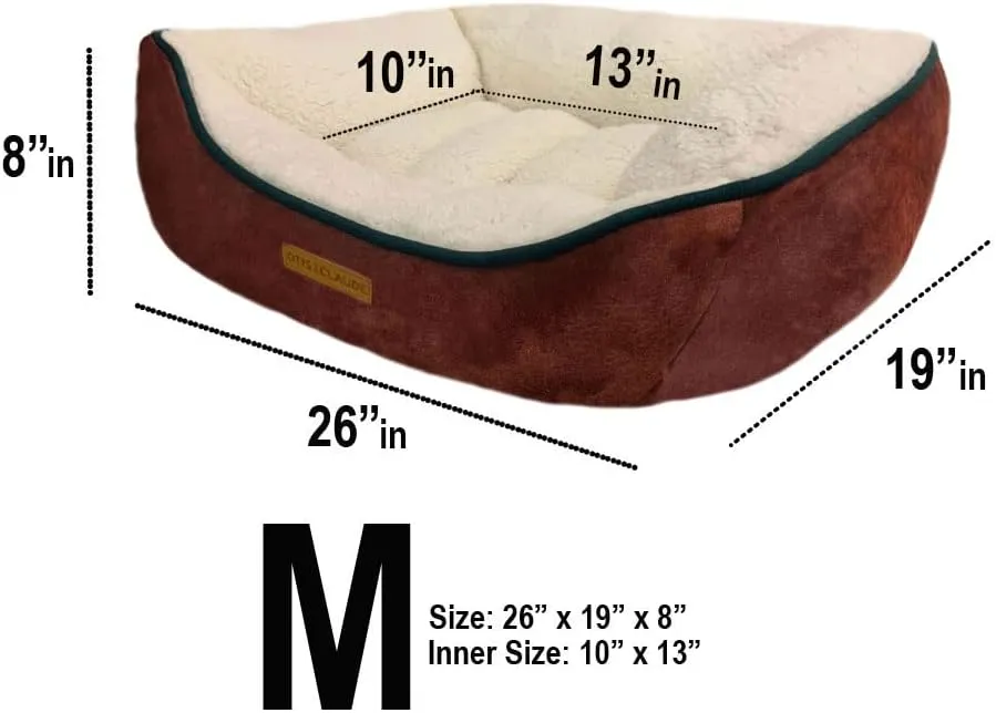 Otis & Claude Hi-Tech Pet Bed for Dogs and Cats, Machine Washable Sleeping Bed and Non-Slip Bottom Breathable Soft, Ultra-Plush, Medium - Cashmere Red