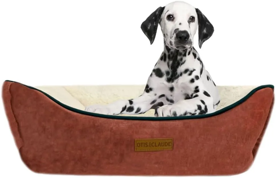 Otis & Claude Hi-Tech Pet Bed for Dogs and Cats, Machine Washable Sleeping Bed and Non-Slip Bottom Breathable Soft, Ultra-Plush, Medium - Cashmere Red