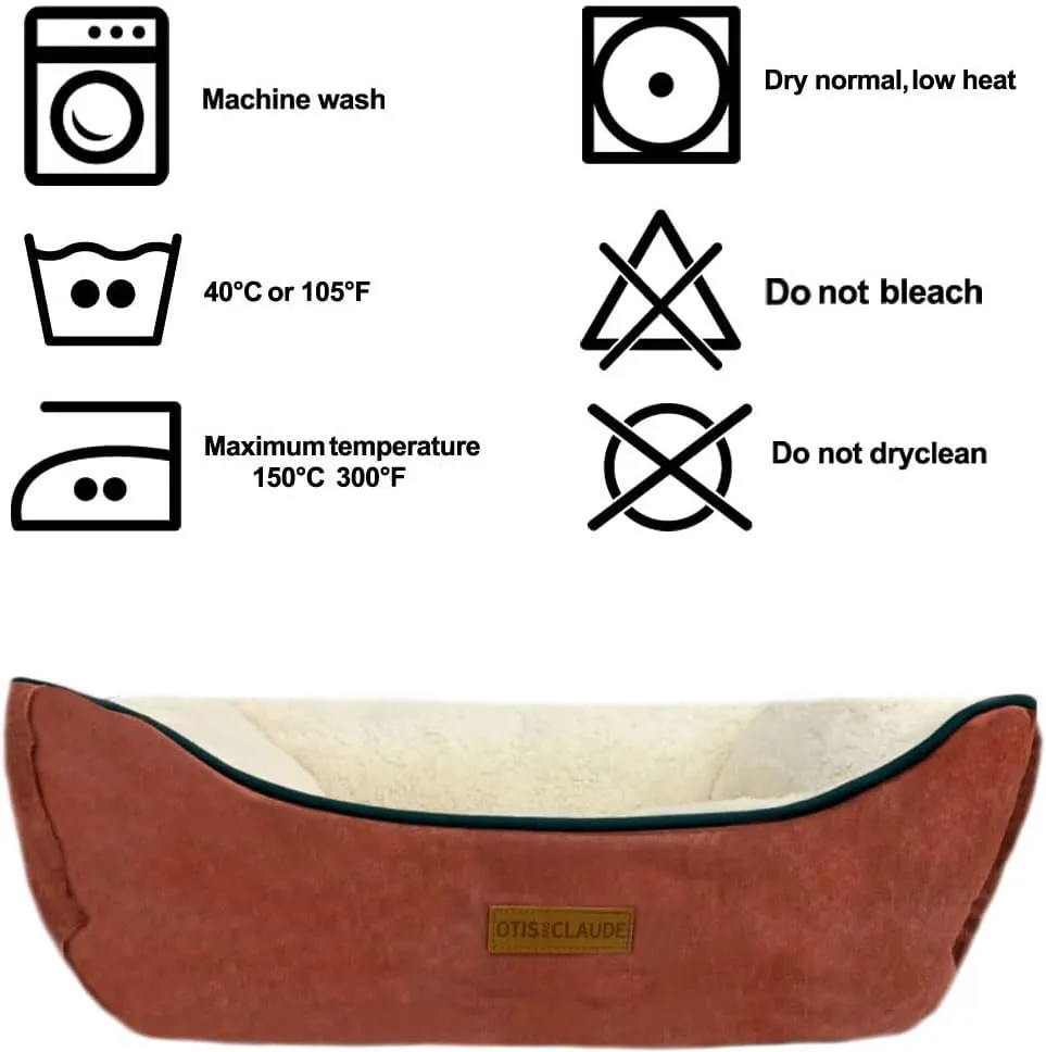 Otis & Claude Hi-Tech Pet Bed for Dogs and Cats, Machine Washable Sleeping Bed and Non-Slip Bottom Breathable Soft, Ultra-Plush, Medium - Cashmere Red
