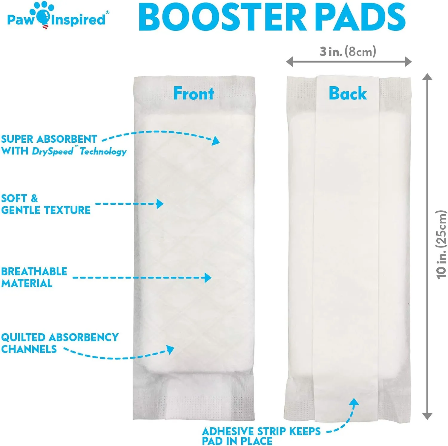 Paw Inspired Dog Diaper Pads | Booster Pad Inserts for Female and Male Washable and Disposable Dog Diapers and Belly Bands | Adds Absorbency, Stops Leaks (30 Count)