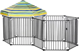 PawHut Dog Playpen with Door & Removable Cover for Small & Most Medium Sized Dogs Indoor & Outdoor Use, 47" H