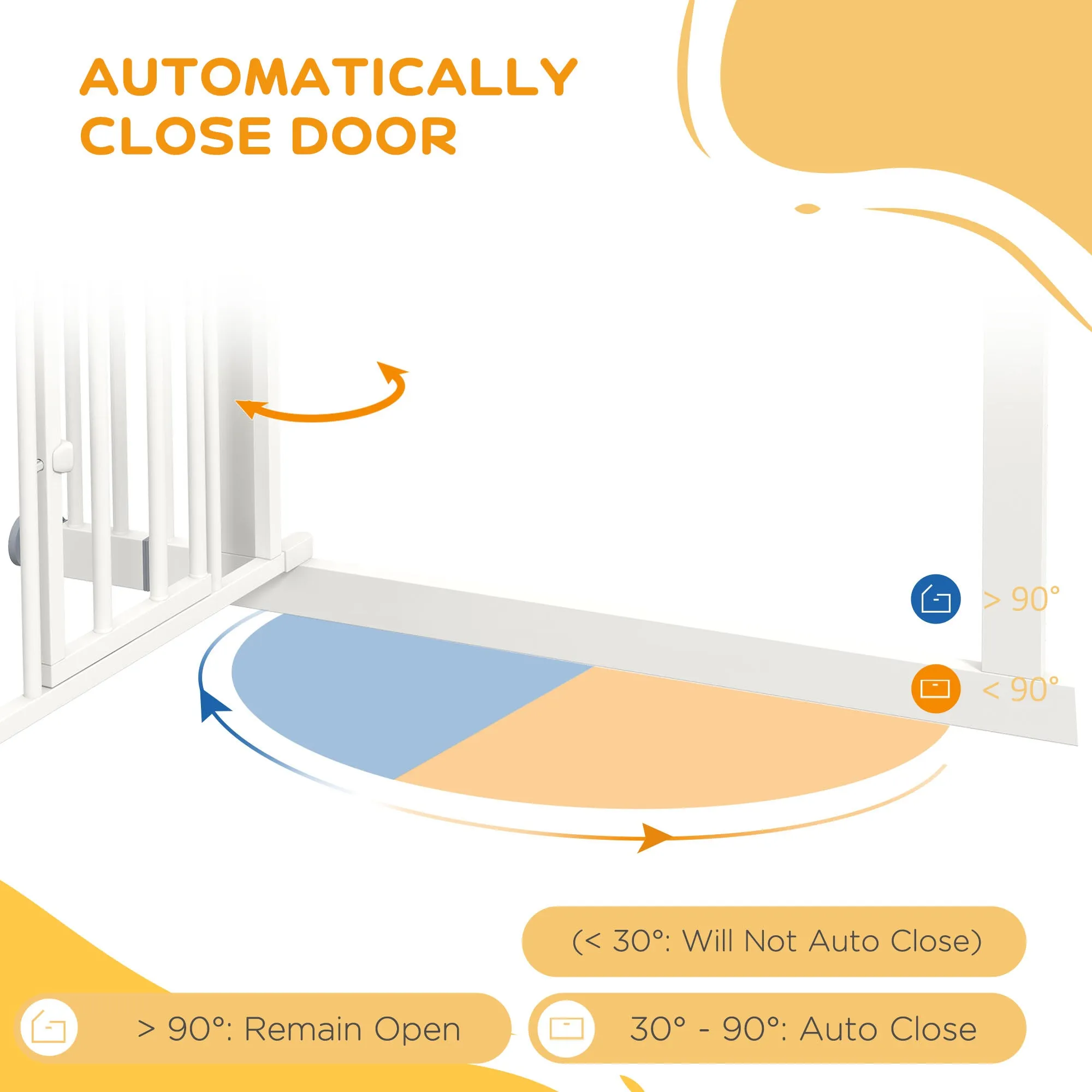 PawHut Pressure Fit Safety Gate, Dog Gate w/ Small Cat Door, 74-100cm Openings