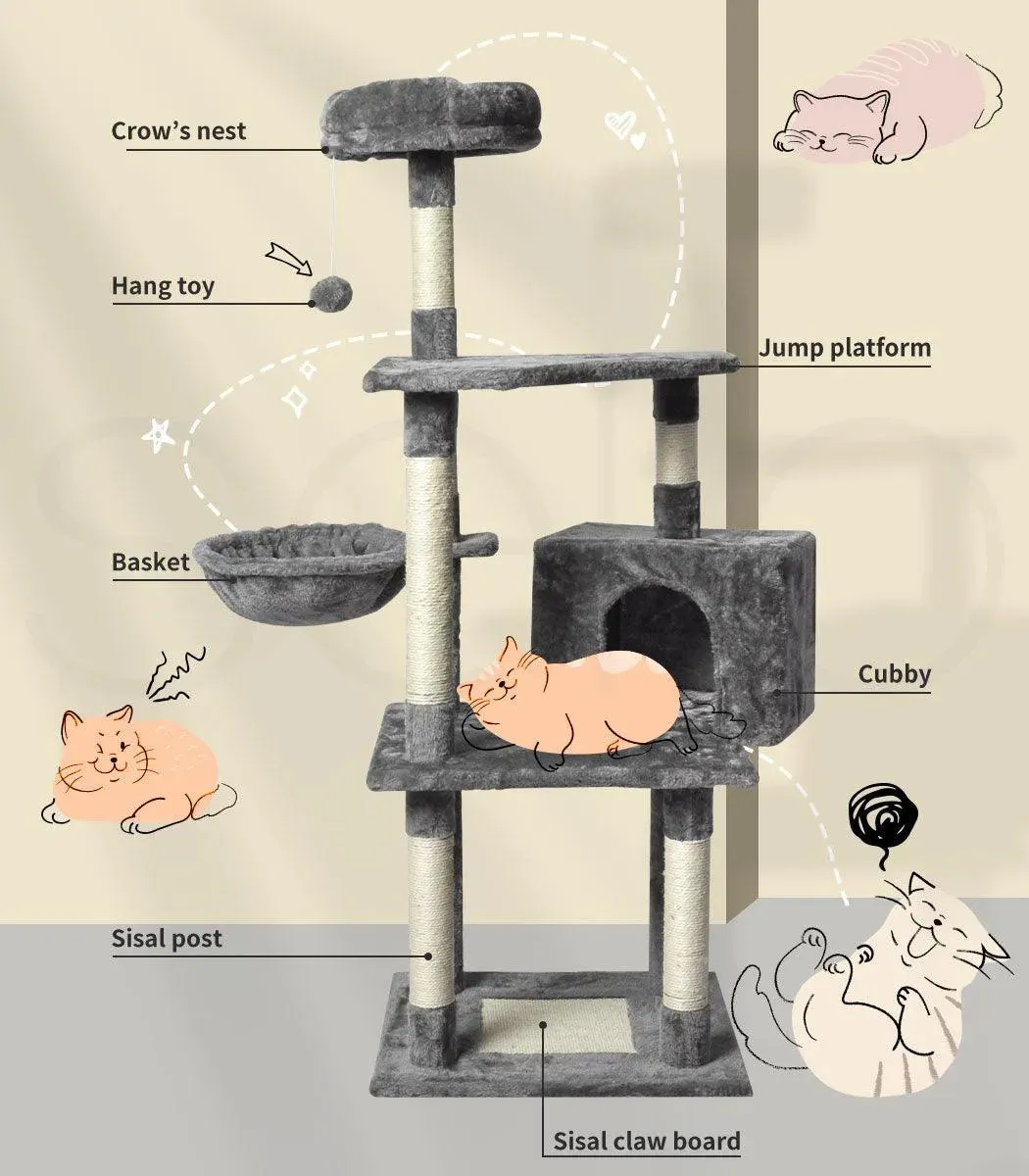 PaWz 130cm Cat Tower Scratching Climbing Post