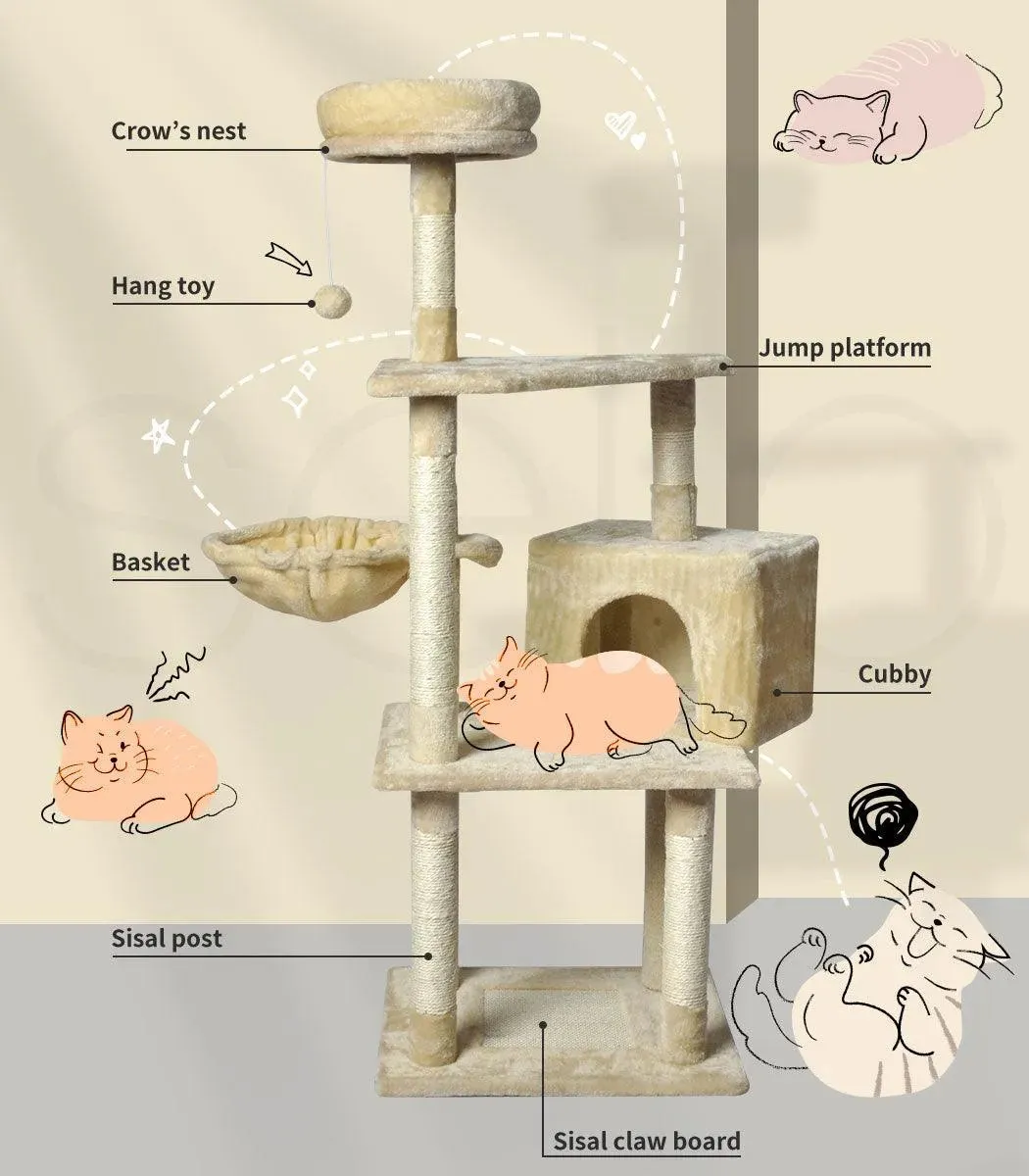 PaWz 130cm Cat Tower Scratching Climbing Post