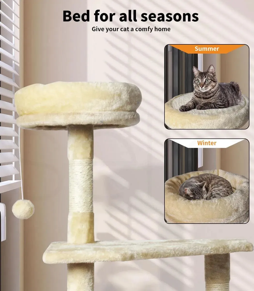 PaWz 130cm Cat Tower Scratching Climbing Post