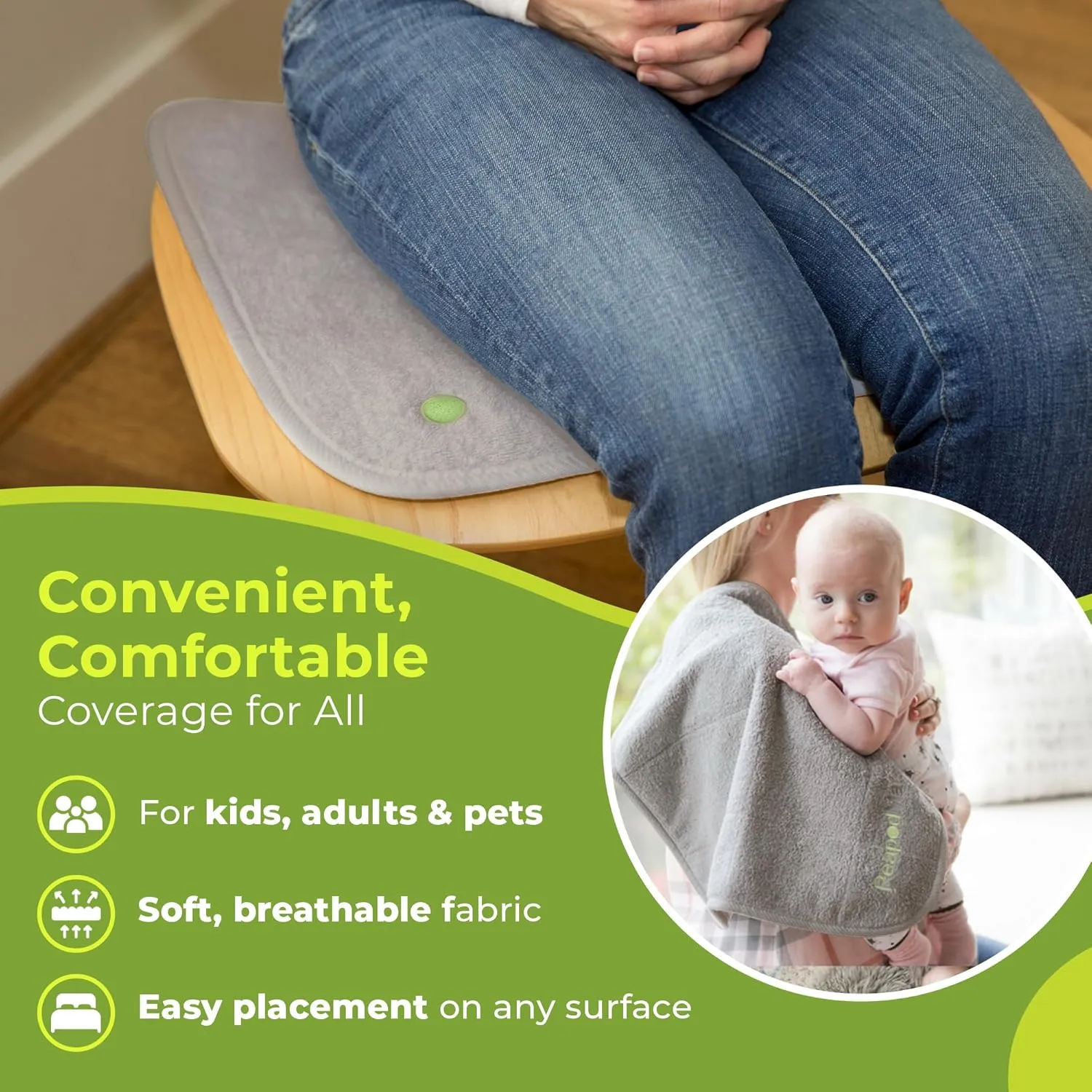PeapodMats Chair Pads for Incontinence | Washable, Waterproof Chair & Bed Incontinence Pads | Suitable for Kids, Adults, Elderly & Pets, 1.5 x 1.5 Sand