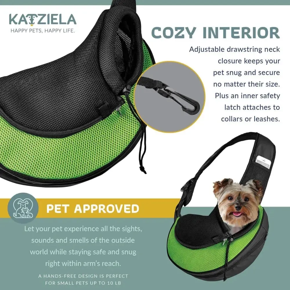 Pet Carrier Expandable Sling Bag Small Dog, Puppy and Cat Carrier Front Shoulder Backpack w/Harness