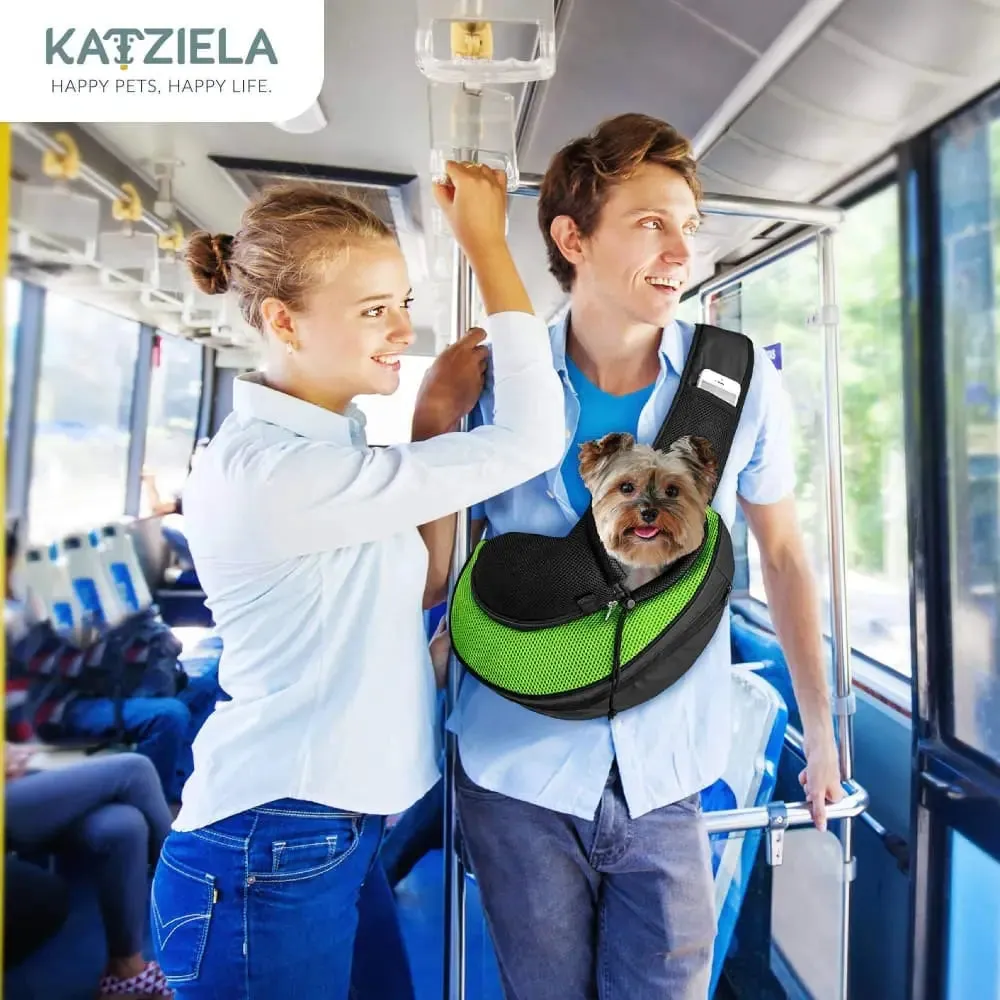 Pet Carrier Expandable Sling Bag Small Dog, Puppy and Cat Carrier Front Shoulder Backpack w/Harness