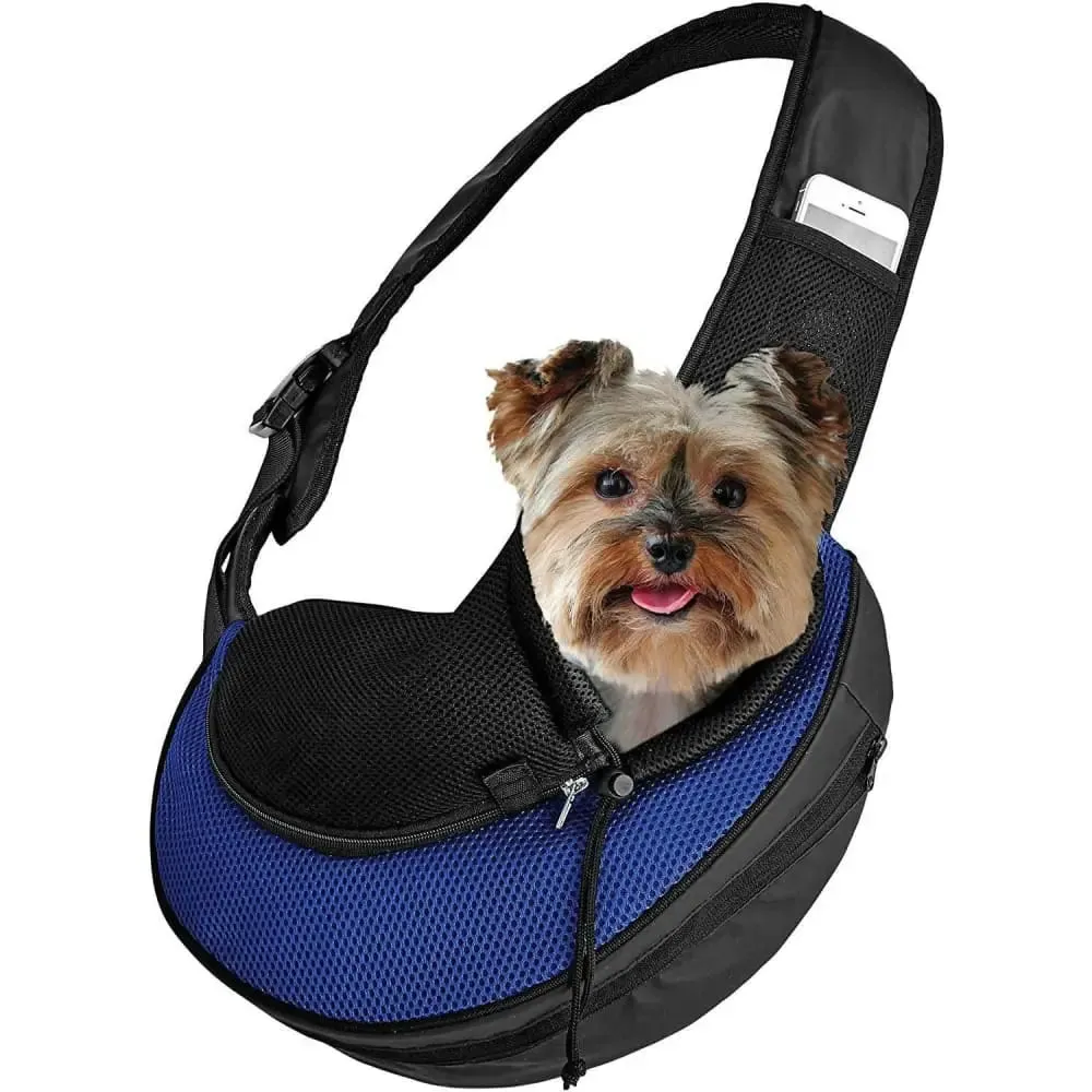 Pet Carrier Expandable Sling Bag Small Dog, Puppy and Cat Carrier Front Shoulder Backpack w/Harness