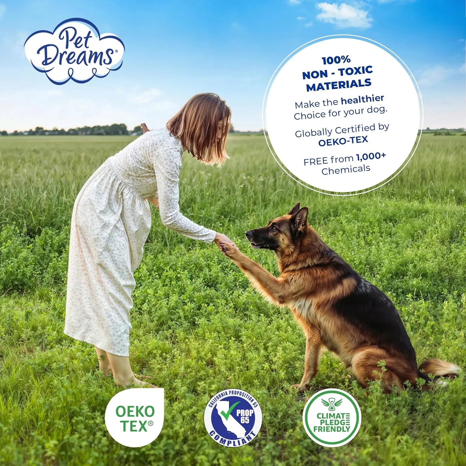 Pet Dreams Dog Crate Pad - Washable Kennel Mat, Crate Pads for Dog Cages, Non-Toxic, Flat Indoor Cat Bed, Fits iCrate 18, 24, 30, 36, 42, 48 Inches (Denim, Medium, 30")
