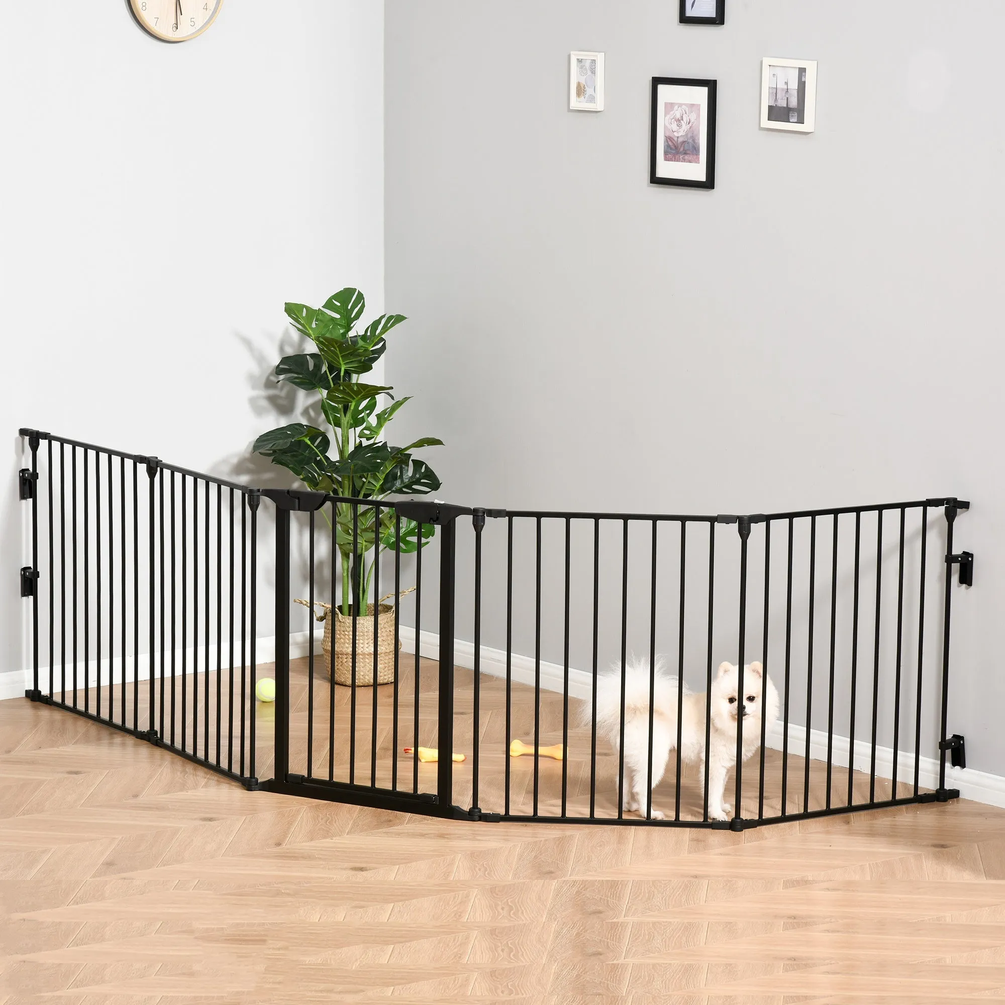 Pet Safety Gate 5-Panel Playpen Fireplace Christmas Tree Fence Stair Barrier