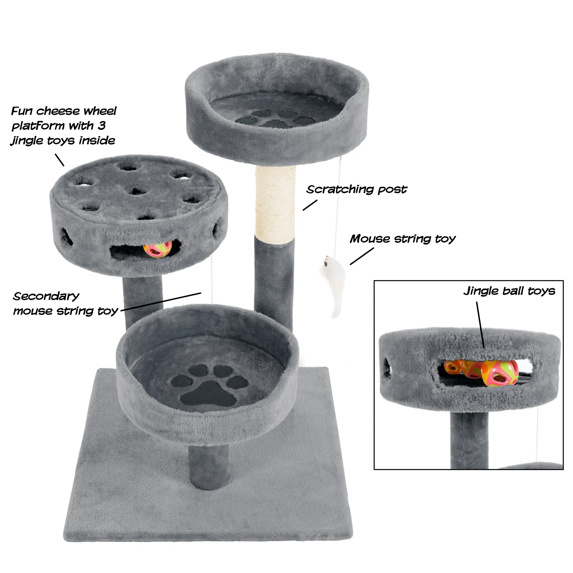 PETMAKER Cat Tree with Interactive Cheese Wheel