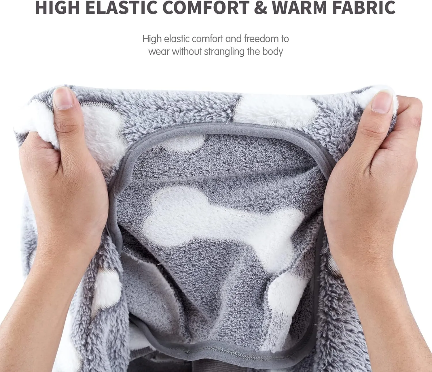 Plush Dog Pajamas for Cold Weather 4 Legs Clothes Dog Stretch Good Fit Fit Medium and Large Dog Onesie Warm Soft Pet Romper Winter (M, Gray)