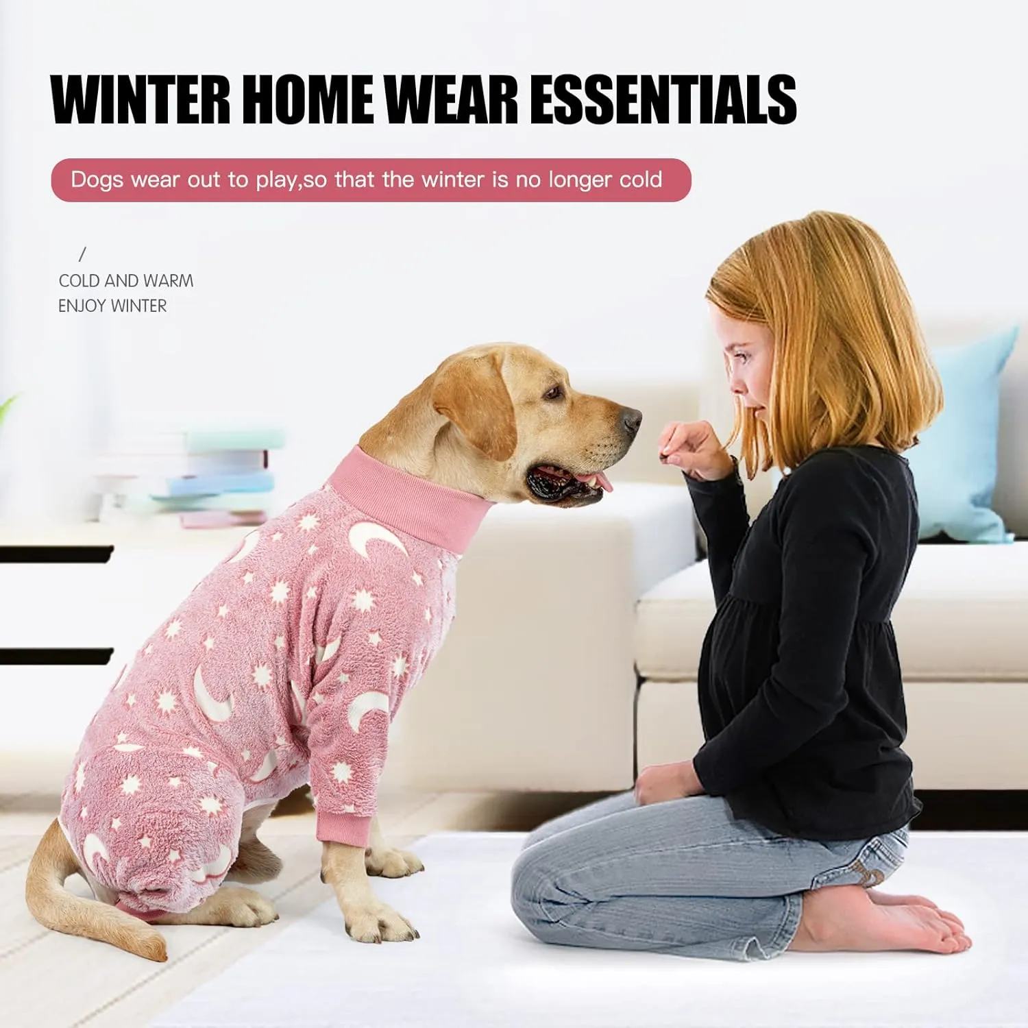 Plush Dog Pajamas for Cold Weather 4 Legs Clothes Dog Stretch Good Fit Fit Medium and Large Dog Onesie Warm Soft Pet Romper Winter (M, Gray)