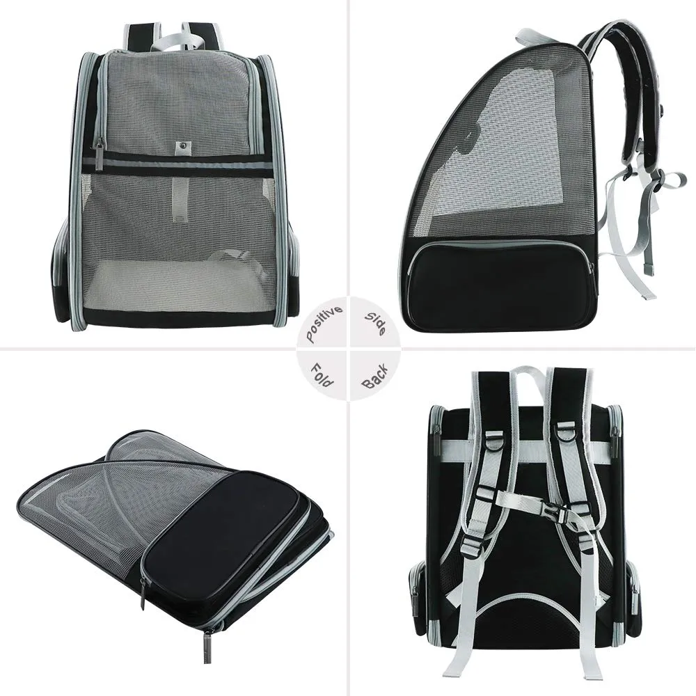 QPets Expandable Backpack for Dogs and Cats (Grey)