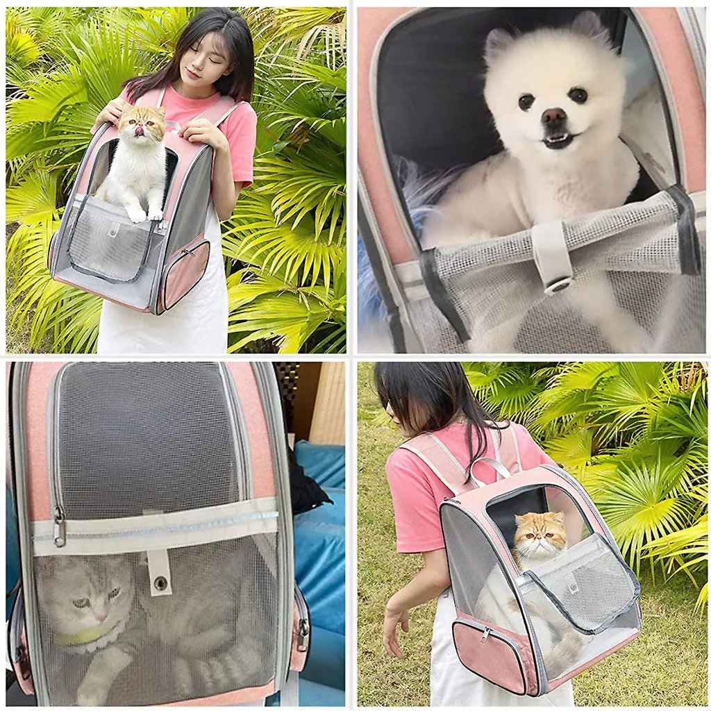 QPets Expandable Backpack for Dogs and Cats (Pink)