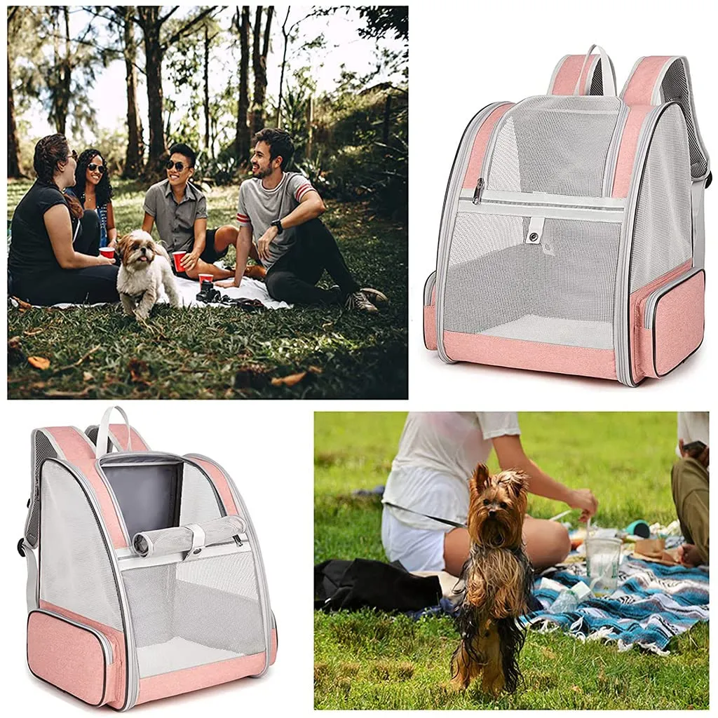 QPets Expandable Backpack for Dogs and Cats (Pink)