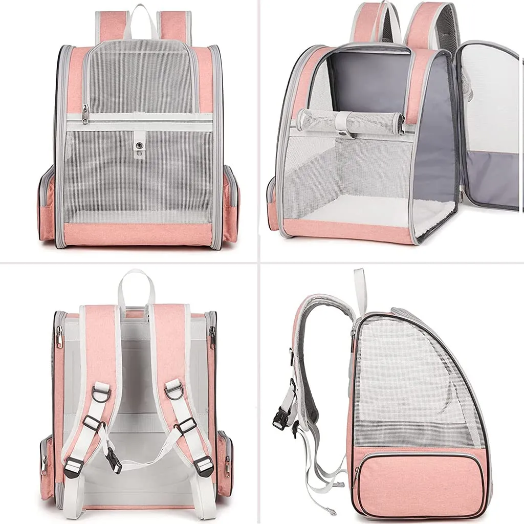 QPets Expandable Backpack for Dogs and Cats (Pink)