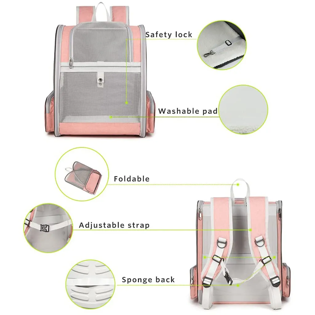 QPets Expandable Backpack for Dogs and Cats (Pink)