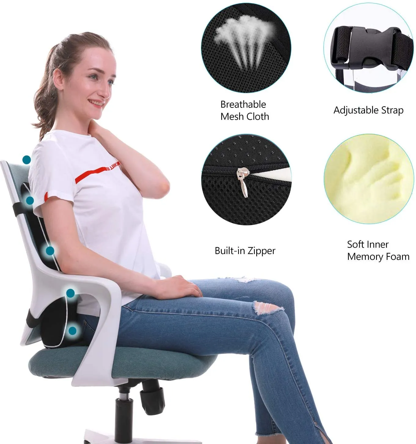 QUTOOL Lumbar Support Pillow for Office Chair