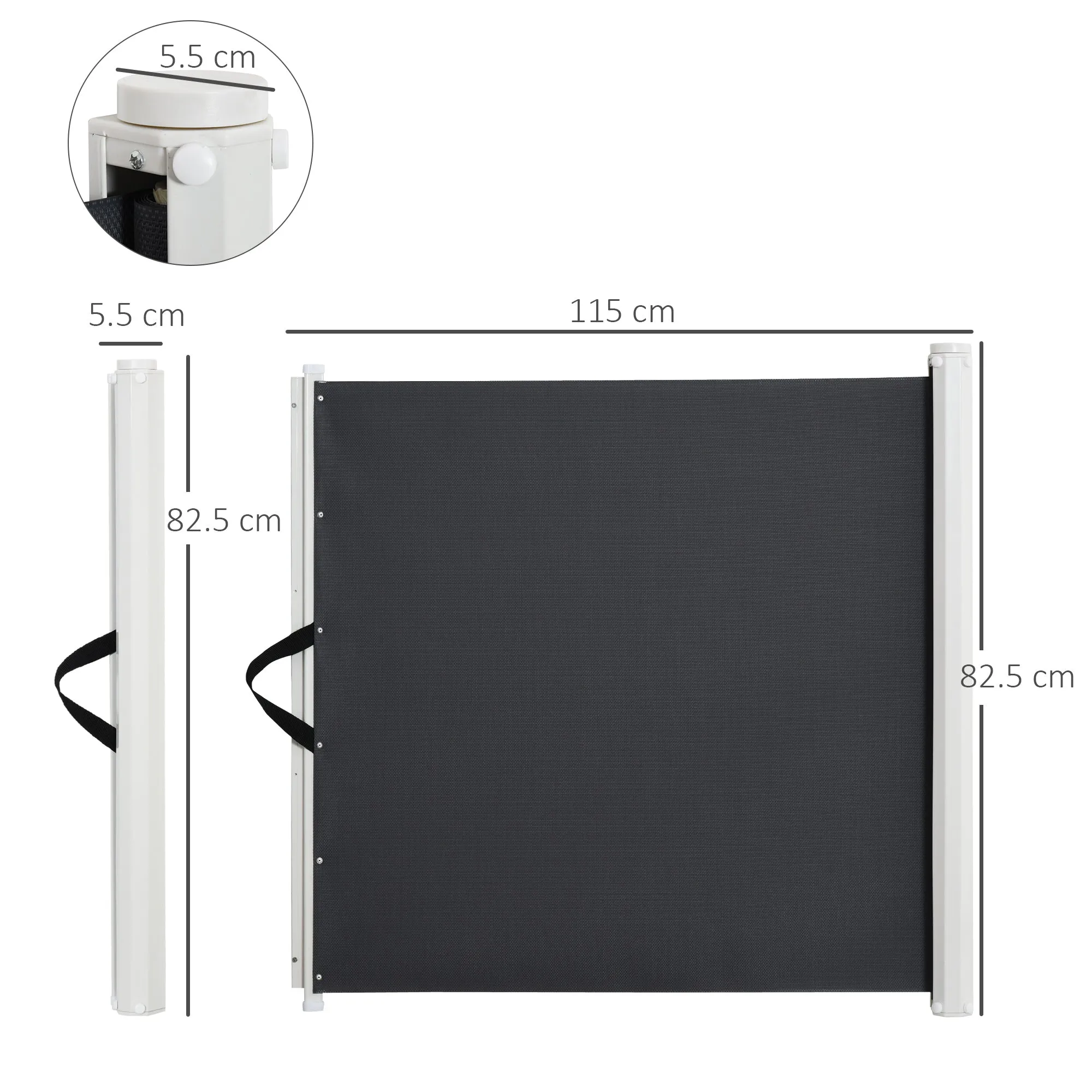 Retractable Safety Gate Stair Gate Folding Room Divider Barrier for Dogs Pets 115Lx82.5Hcm Grey