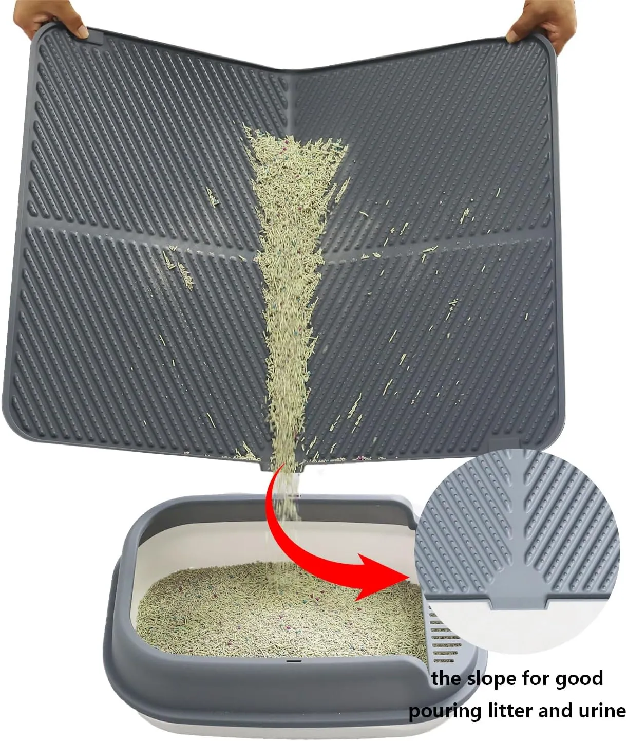Silicone Cat Litter Mat,Extra Large Litter Trapping Mat,Waterproof,Litter Box Mat for Floor,Easy Clean,Non-Slip Litter Catcher Mat,Cat Supplies Needs.(Gray:31x23inch).
