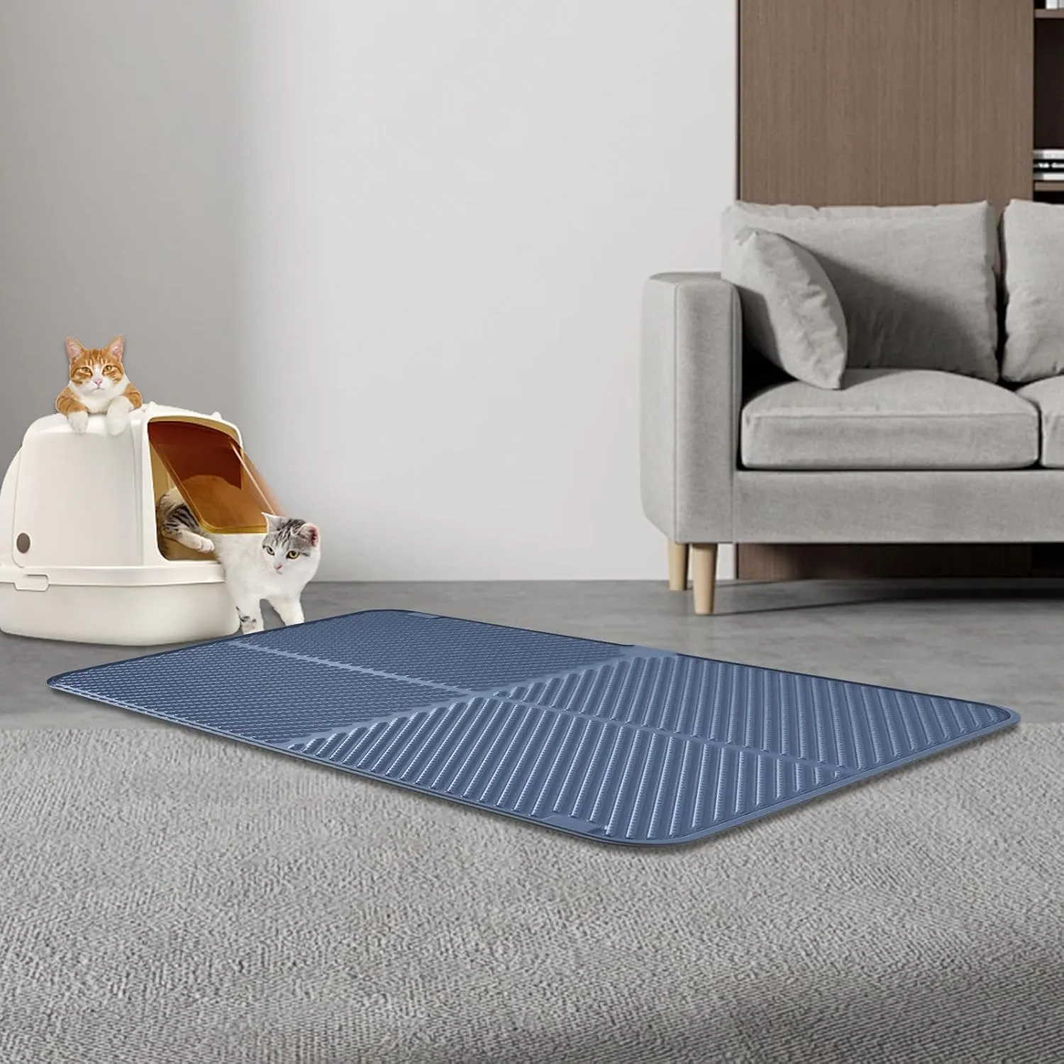 Silicone Cat Litter Mat,Extra Large Litter Trapping Mat,Waterproof,Litter Box Mat for Floor,Easy Clean,Non-Slip Litter Catcher Mat,Cat Supplies Needs.(Gray:31x23inch).