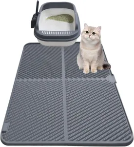 Silicone Cat Litter Mat,Extra Large Litter Trapping Mat,Waterproof,Litter Box Mat for Floor,Easy Clean,Non-Slip Litter Catcher Mat,Cat Supplies Needs.(Gray:31x23inch).
